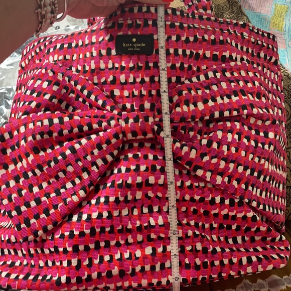 Kate Spade pink & red large bow fabric tote - Picture 9 of 11